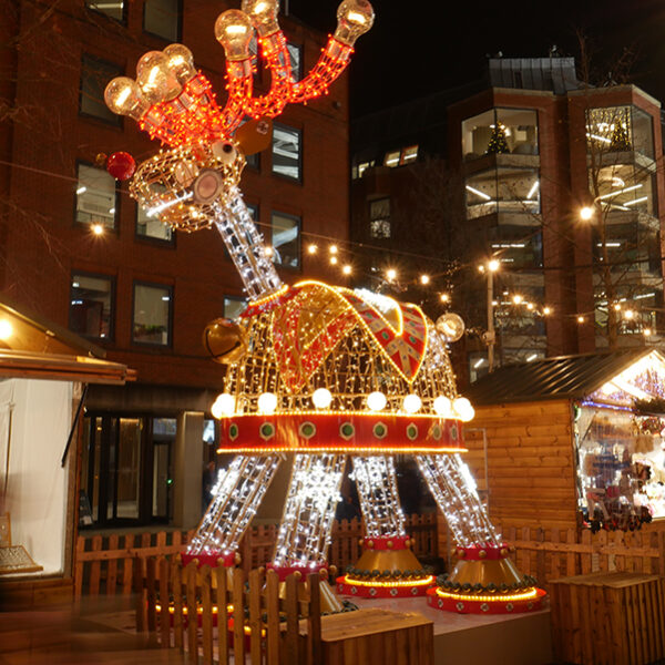 Manchester Reindeer Christmas Light Sculpture
