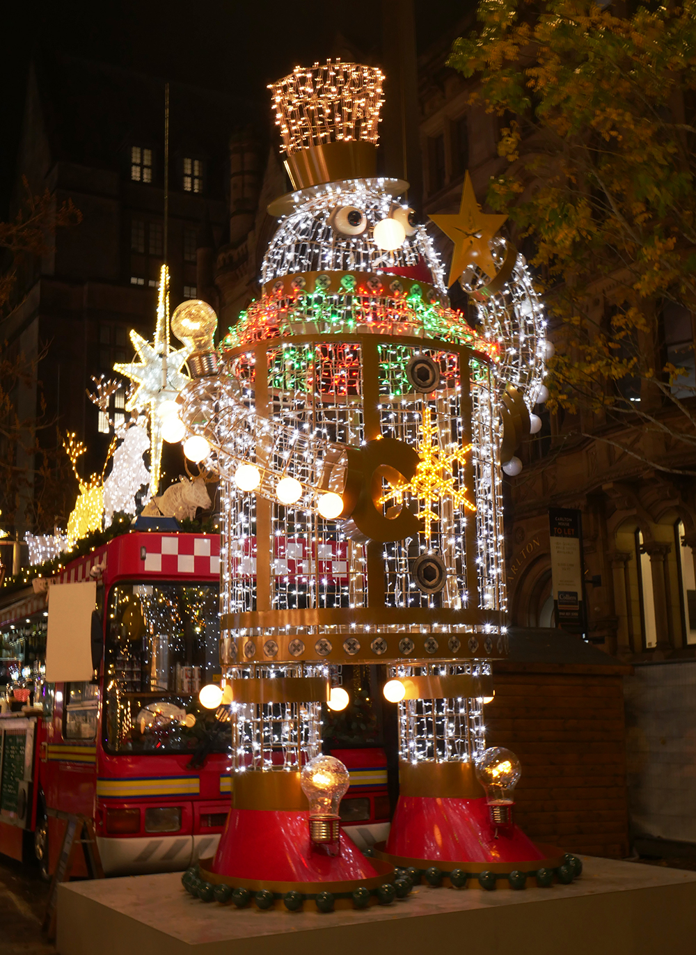 Manchester Snowman Light Sculpture