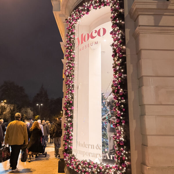 Moco Museum Christmas Lights side main window