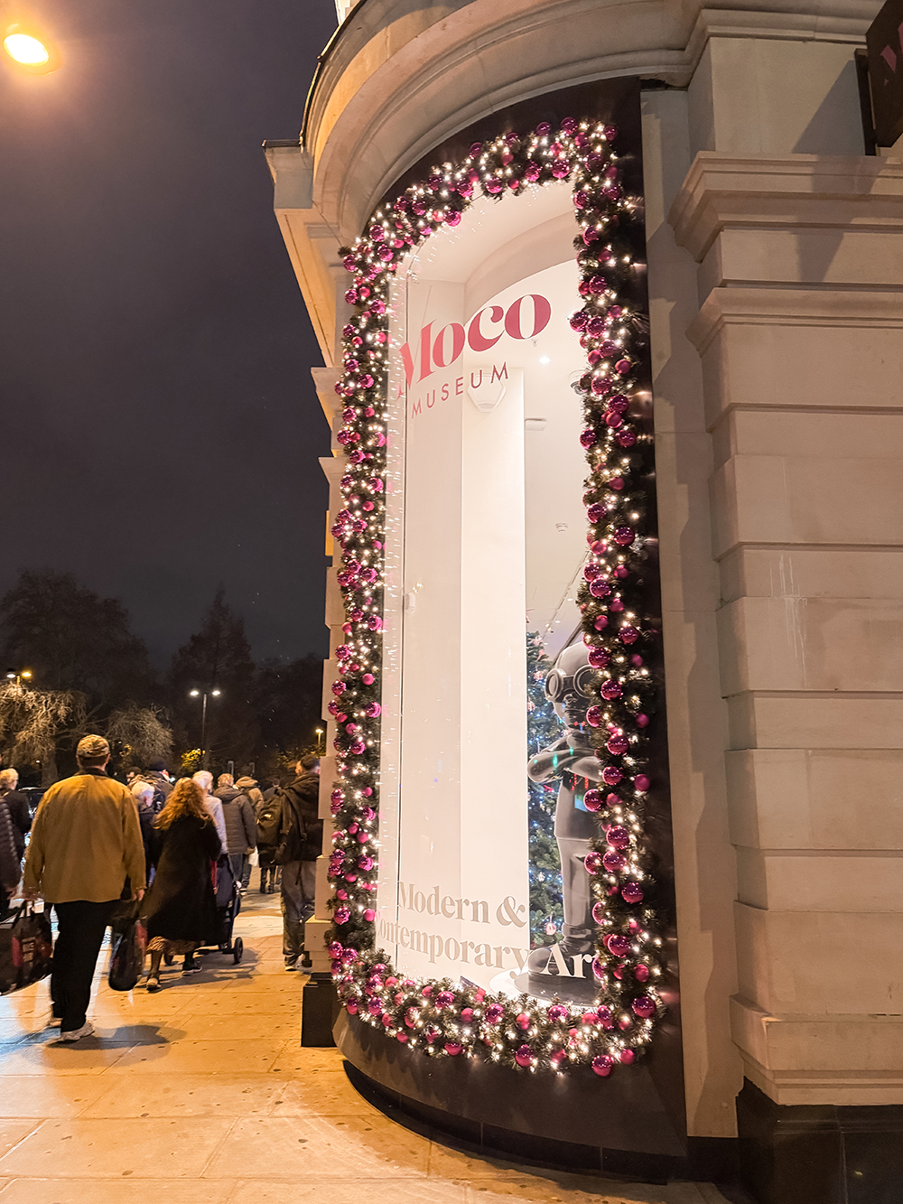 Moco Museum Christmas Lights side main window