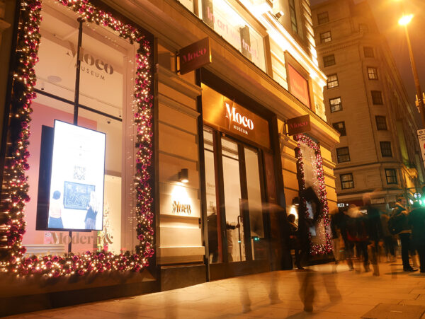 Moco Museum Christmas Lights exterior