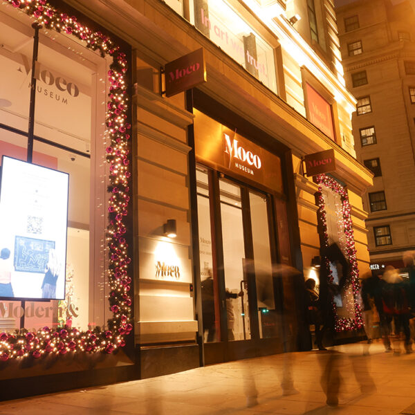 Moco Museum Christmas Lights exterior