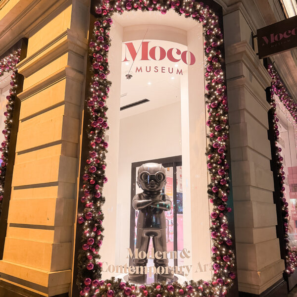 Moco Museum Christmas Lights front window shot