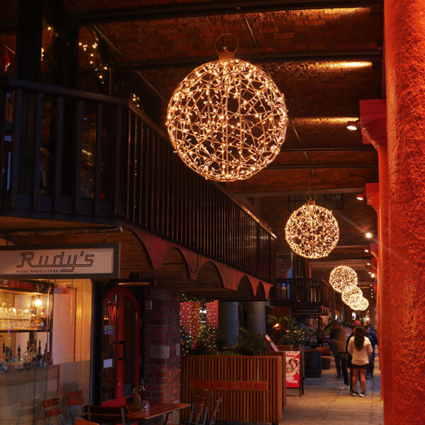 Royal Albert Dock Christmas Restaurant Lighting
