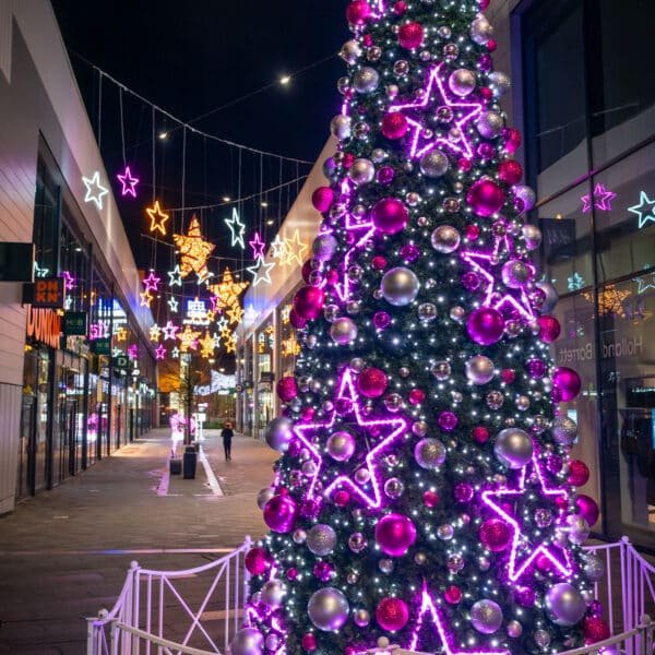 Riverside Rochdale Christmas Lights close up of Christmas Tree