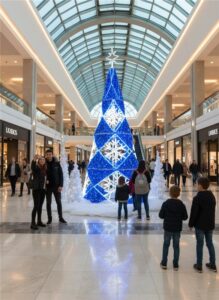 Cone Struct Tree with Snowflakes, 180x180x400cm, 24v, 5m Power Cord, IP65 Plug