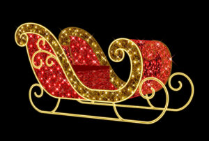 Red & Gold Illuminated Sleigh, 230x100x122cm, 24v