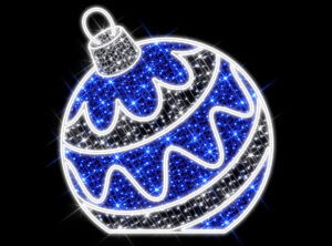 Blue & Cool White Floorstanding Bauble Swirl, 170x160cm, 24v, 5m Power Cord, IP65 Plug