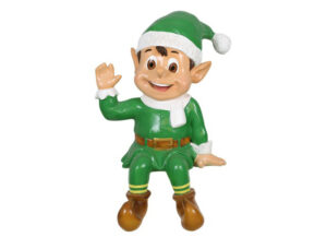Sitting Santa Elf (Green), 55x55x90cm