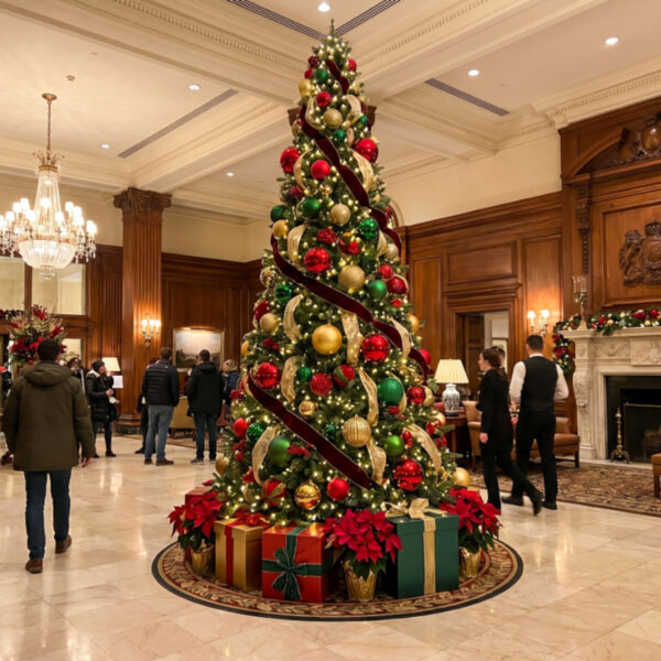 Deluxe Prelit 4.5 metre Commercial Christmas Tree in Hotel Lobby
