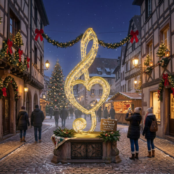 Musical Heart and Note Christmas Light Sculpture