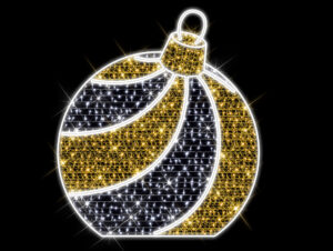 Warm & Cool White Floor Standing Bauble Swirl, 180x160cm, 24v, 5m Power Cord, IP65 Plug