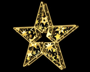Star, 190x25x180cm, Golden star 24v, 5m Power Cord, IP65 Plug