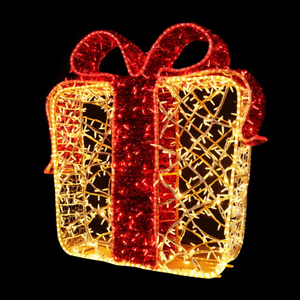 Gift with Bow, 120x25x120cm, Bow = 9Static to 1flash LED, 36v - Image 5