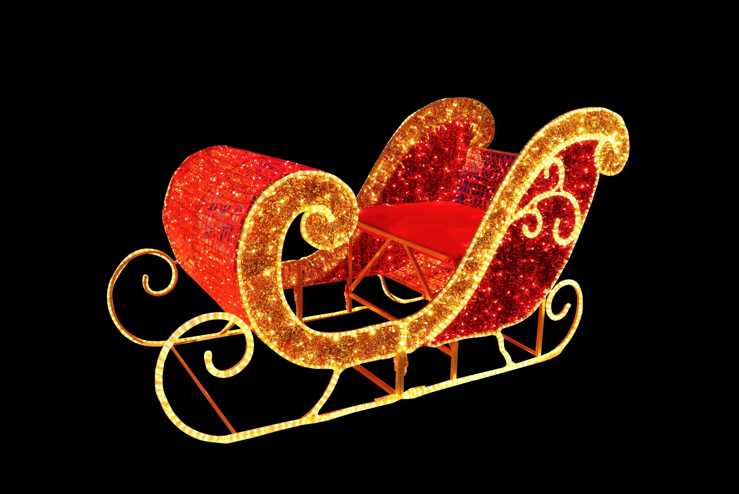 Red & Gold Illuminated Sleigh, 230x100x122cm, 24v - Image 2