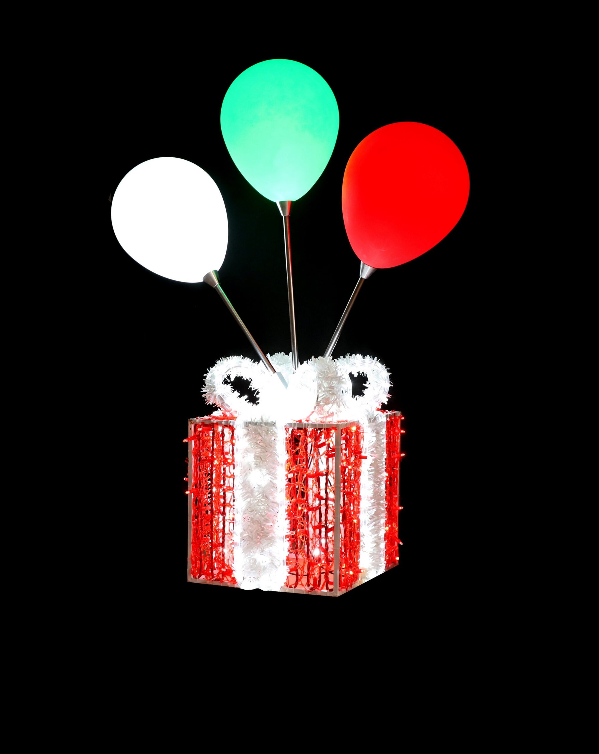Cool White & Red Gift with Balloons, 76x40x132cm, 24v - Image 2