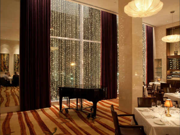 Christmas Lighting in Restaurant with piano