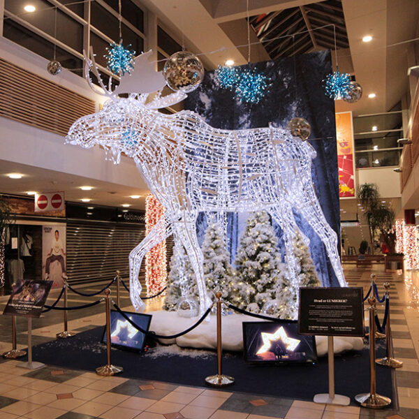 Henry the Moose Light Sculpture in Shopping Centre