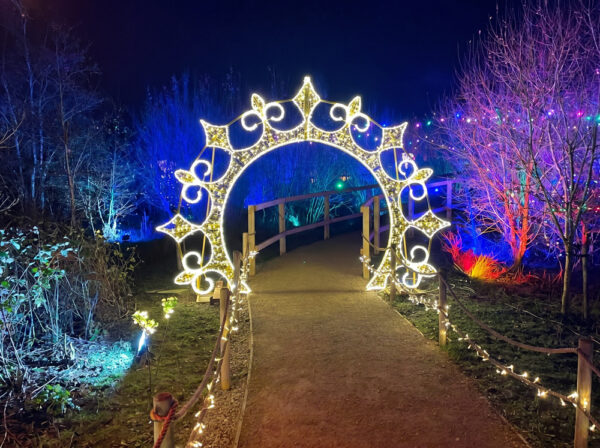 bents garden centre light trail entrance archway