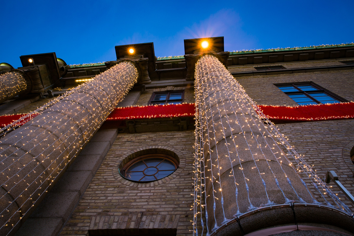 Hotel Christmas Lights on Building outside