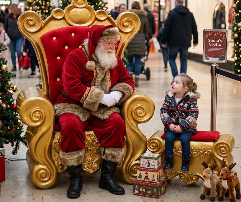 Santa Chair and Seat Christmas Prop in Shopping Centre