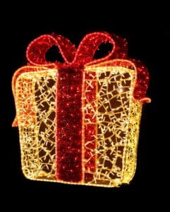 Gift with Bow, 120x25x120cm, Bow = 9Static to 1flash LED, 36v