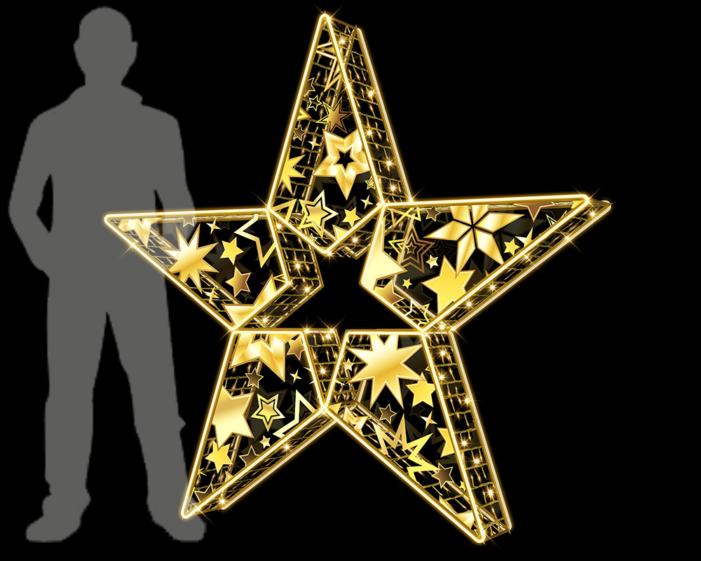 Golden Star Illuminated Christmas Motif