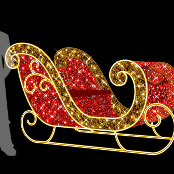 Red & Gold Illuminated Sleigh 230x100x122cm, 36v - Image 8