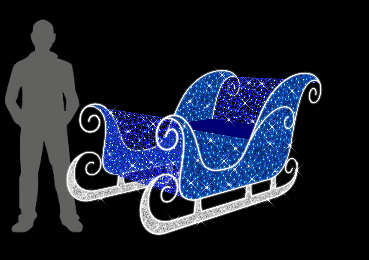 Blue & White Sleigh, 250x100x127cm, 24v - Image 3