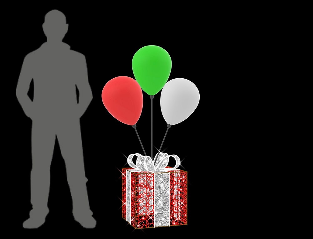 Cool White & Red Gift with Balloons, 76x40x132cm, 24v - Image 3