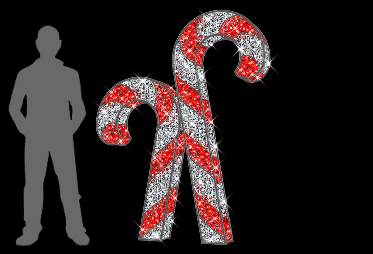 Illuminated Candy Cane Duo, 200x20x160cm, 24v, 5m Power Cord, IP65 Plug - Image 2