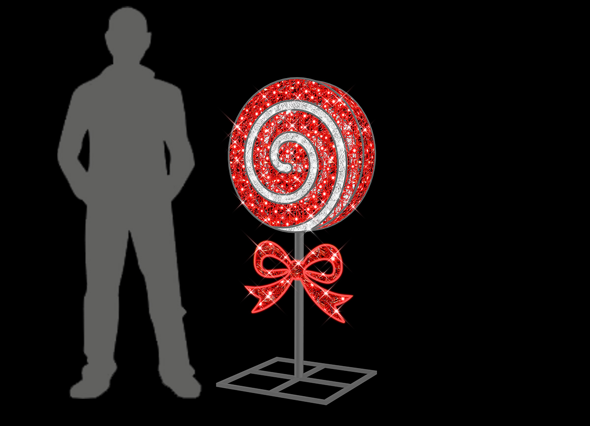 Candy LolliPop with Base, 160x15x80cm, 24v, 5m Power Cord, IP65 Plug - Image 2