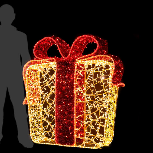 Gift with Bow, 120x25x120cm, Bow = 9Static to 1flash LED, 36v - Image 7