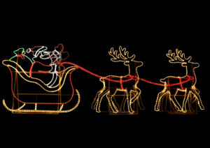 Santa, Sleigh & Two Reindeers, 350x125cm, 36v