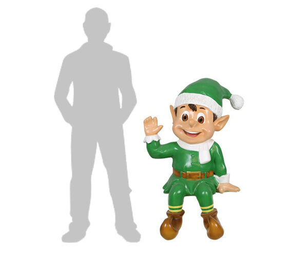 Sitting Santa Elf (Green), 55x55x90cm - Image 5