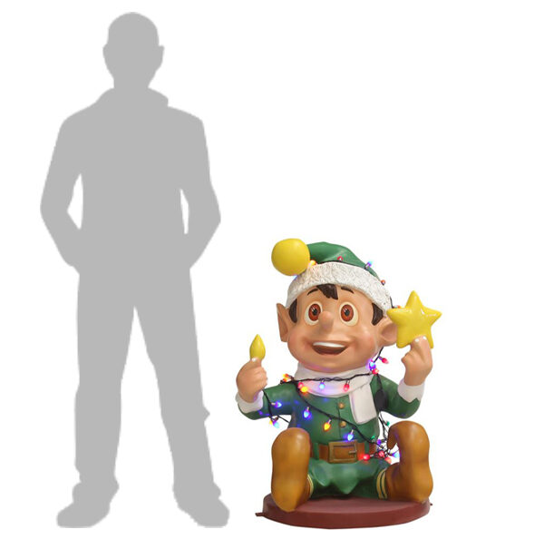 Santa Elf Playing with Lights (Green), 55x60x75cm - Image 8