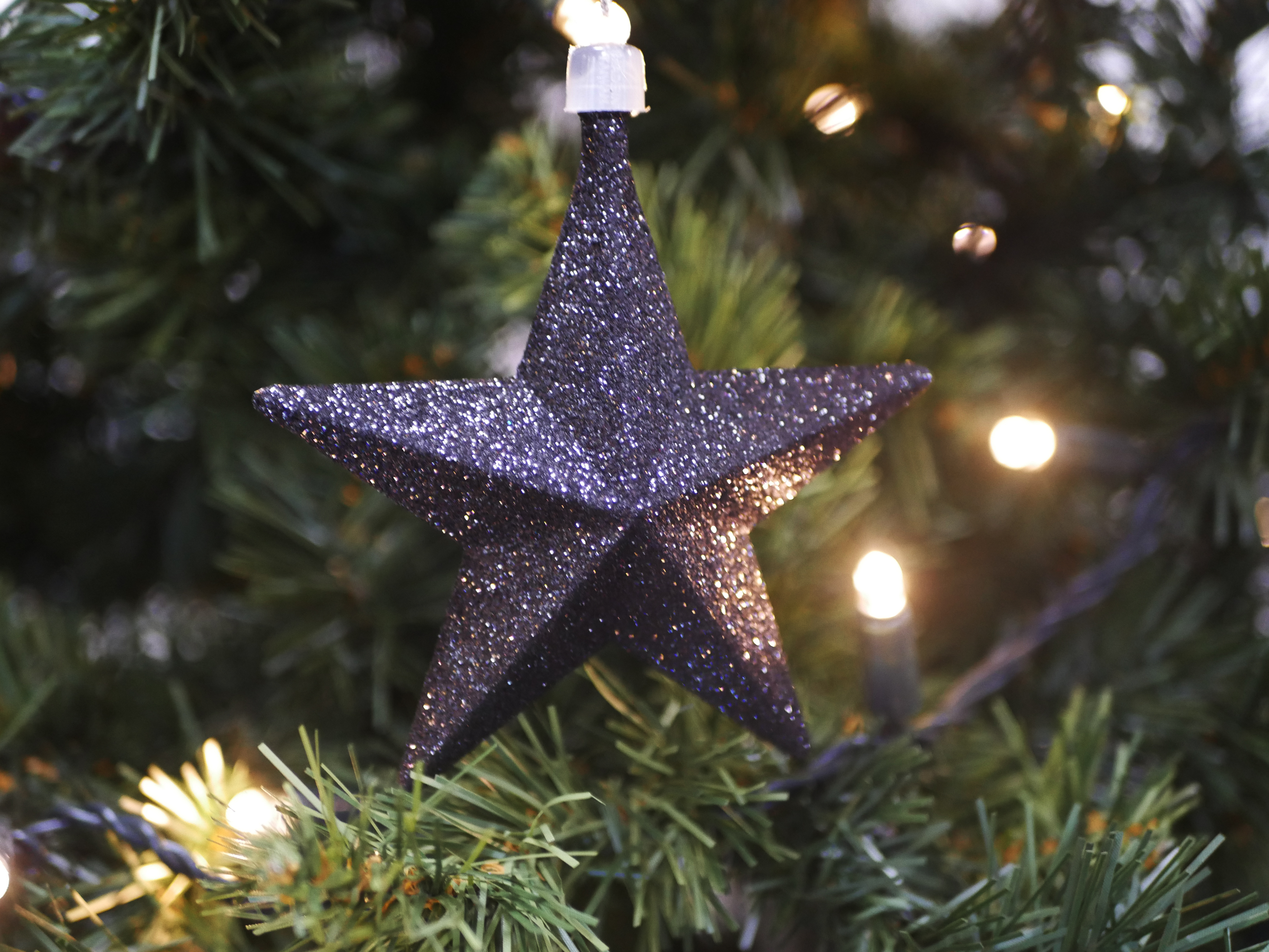10cm star, Black, Glitter
